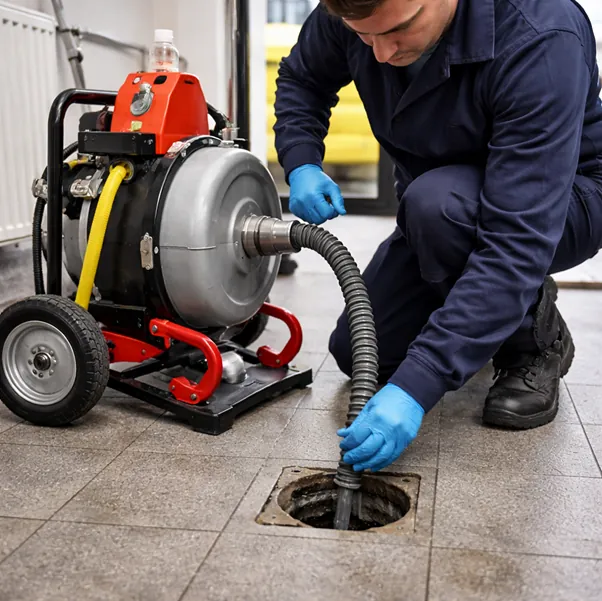 Professionelle Rohrreinigung mit motorbetriebener Spirale
